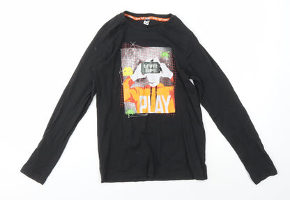 Boys Black Gamer Long Sleeve Jersey T-Shirt Size1 1-12 Years