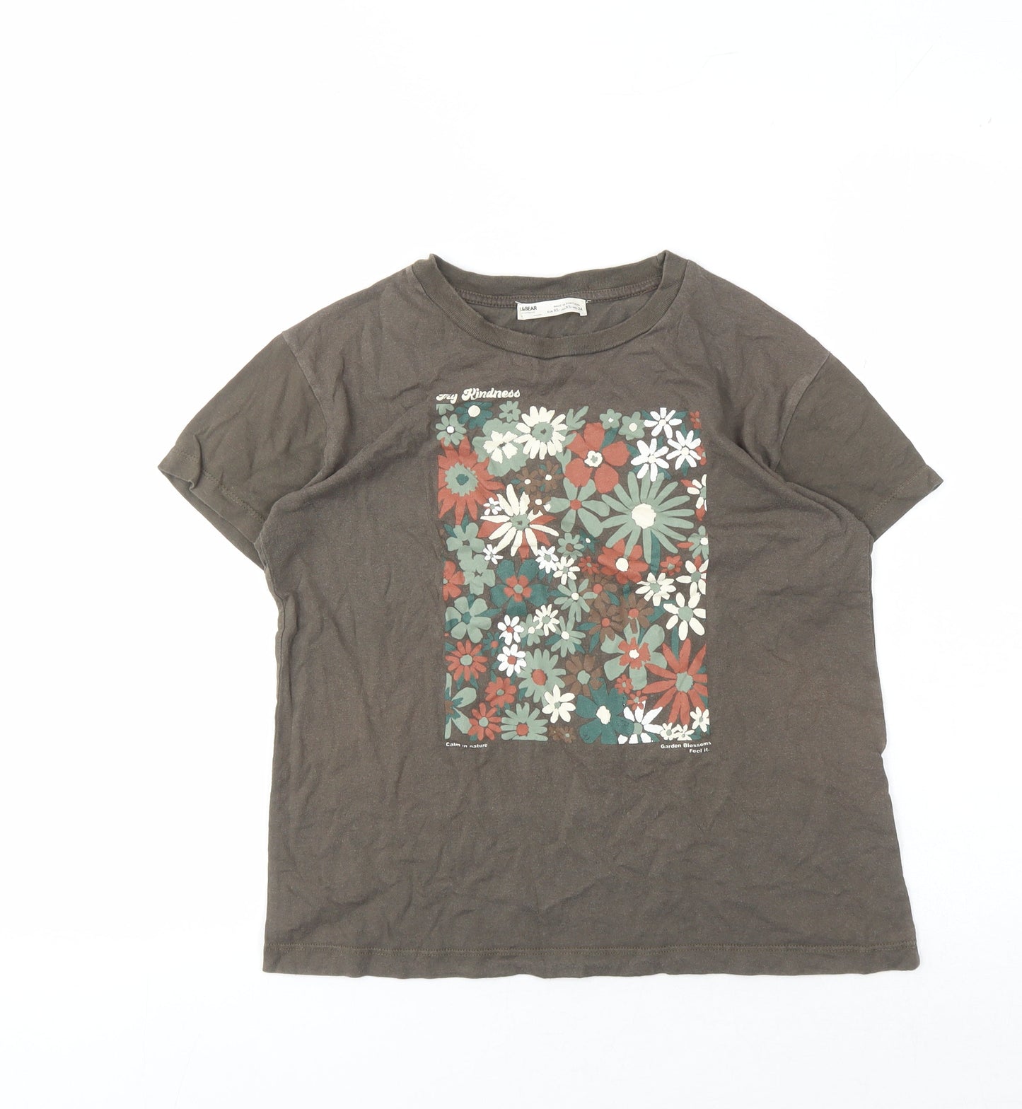 Womens UK Size XS Pull&Bear Brown Jersey T-Shirt