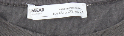 Womens UK Size XS Pull&Bear Brown Jersey T-Shirt