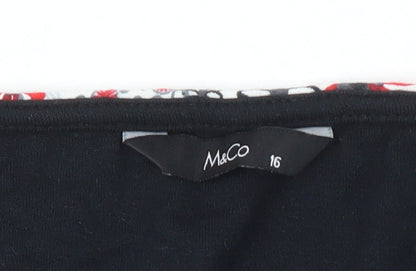 M&Co Women's Multicoloured Floral Tunic Blouse Size 16