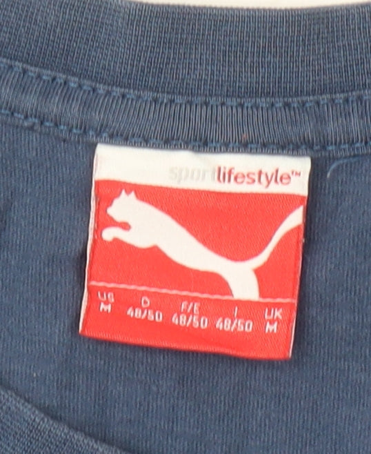 Puma Men's Blue Crew Neck Logo T-Shirt M