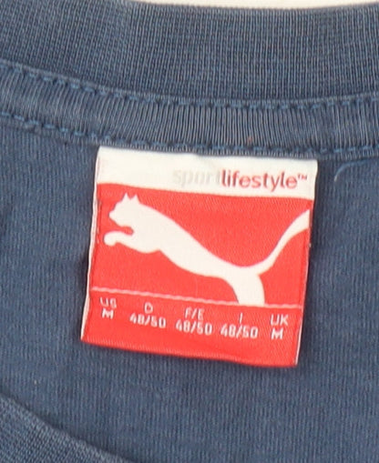 Puma Men's Blue Crew Neck Logo T-Shirt M