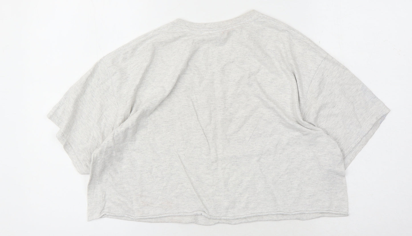 boohoo Women's Grey Cropped T-Shirt, Medium, Relaxed Fit