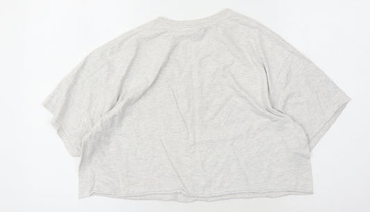 boohoo Women's Grey Cropped T-Shirt, Medium, Relaxed Fit