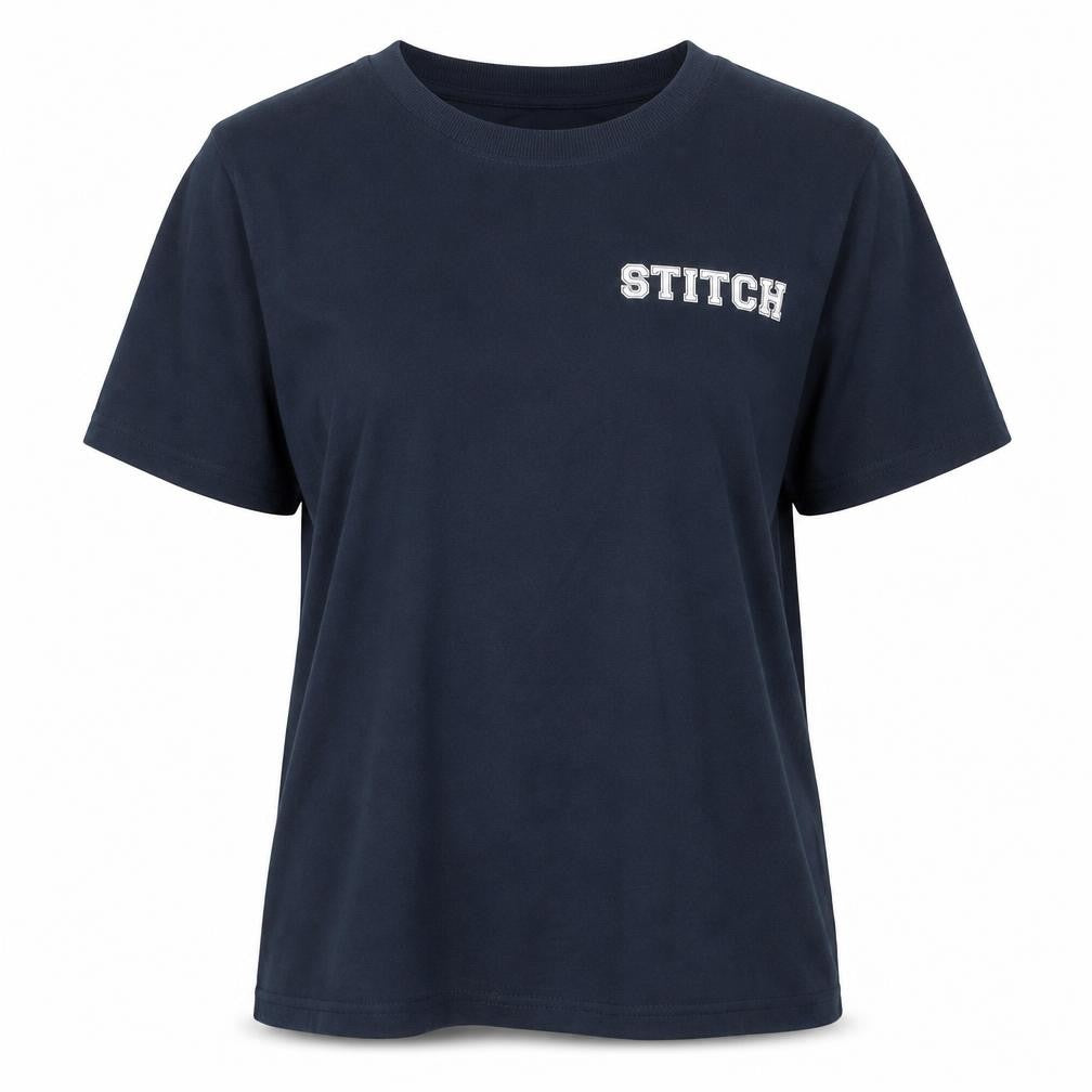 Front view of Disney Teens Blue Stitch T-Shirt XS Crew Neck