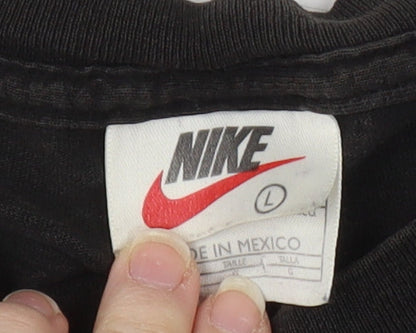 Nike Men's Black Logo T-Shirt, Size L, Cotton, Sports