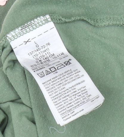 GAP Girls Green Star Sequin T-Shirt, 10-11 Years, Casual Fun