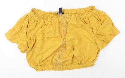 Womens UK Size 14 New Look Yellow Off the Shoulder Blouse