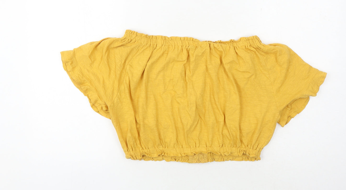 Womens UK Size 14 New Look Yellow Off the Shoulder Blouse