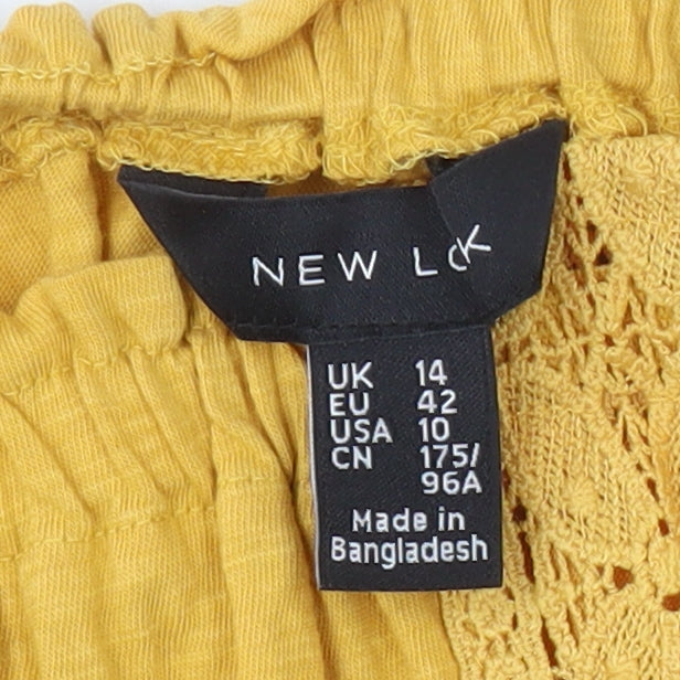 Womens UK Size 14 New Look Yellow Off the Shoulder Blouse