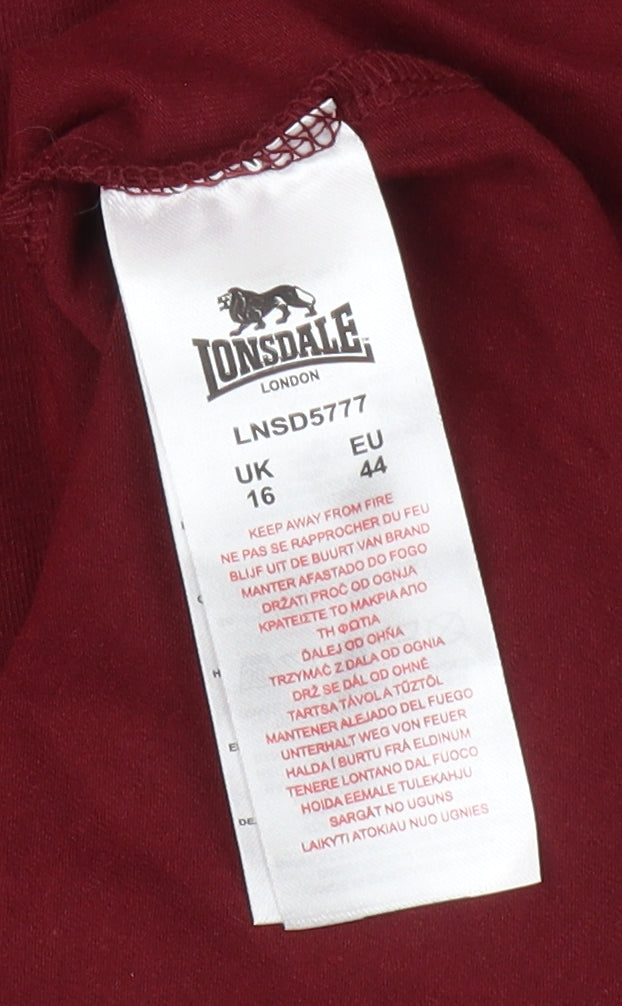 Lonsdale Unisex Red 2XL Tank Top Gym Cotton Blend
