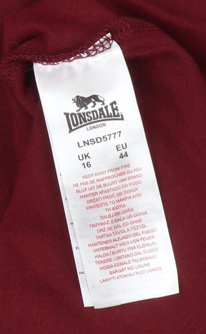 Lonsdale Unisex Red 2XL Tank Top Gym Cotton Blend
