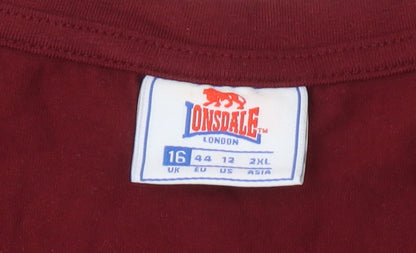 Lonsdale Unisex Red 2XL Tank Top Gym Cotton Blend