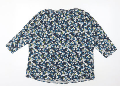 Isle Women's Blue Floral Tunic Blouse XL