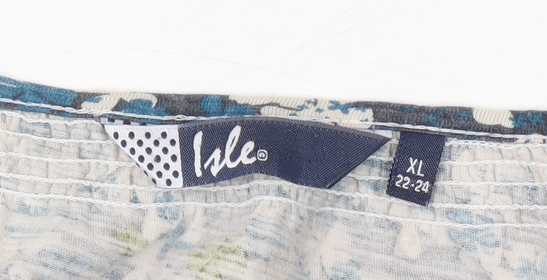 Isle Women's Blue Floral Tunic Blouse XL