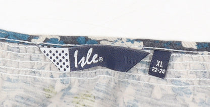 Isle Women's Blue Floral Tunic Blouse XL