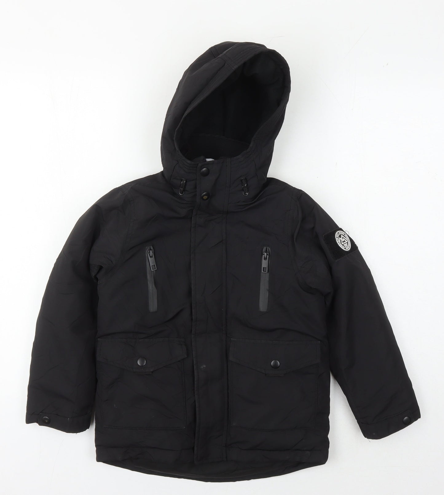 Matalan Boys Black Hooded Parka Jacket 6 Years