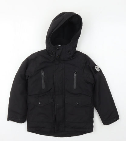 Matalan Boys Black Hooded Parka Jacket 6 Years