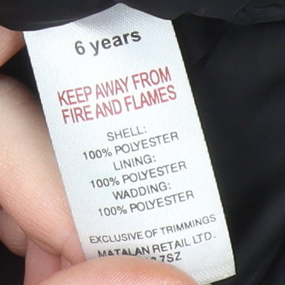 Matalan Boys Black Hooded Parka Jacket 6 Years