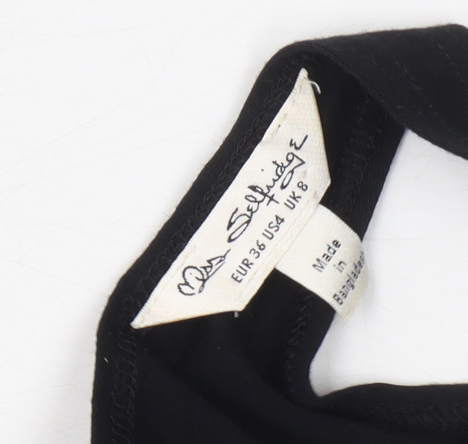 Miss Selfridge Black Tank Bodysuit - Size 8