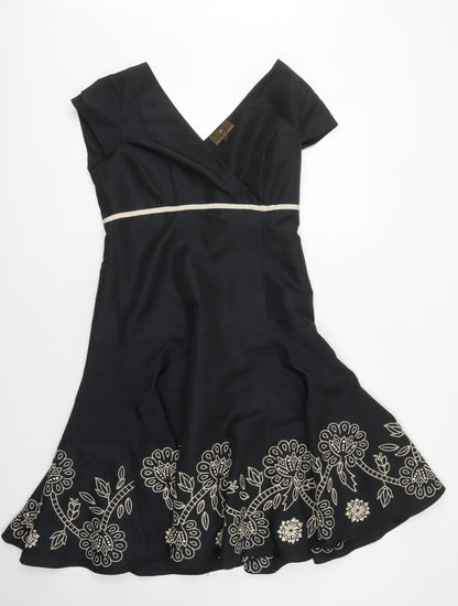 Fenn Wright Manson Women's Black Embroidered Dress, Size 12