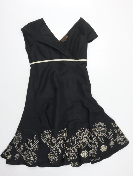 Fenn Wright Manson Women's Black Embroidered Dress, Size 12