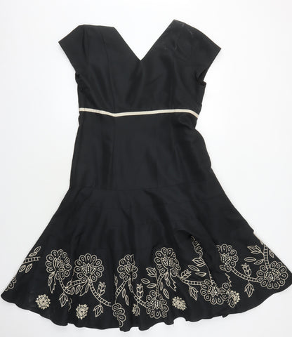 Fenn Wright Manson Women's Black Embroidered Dress, Size 12