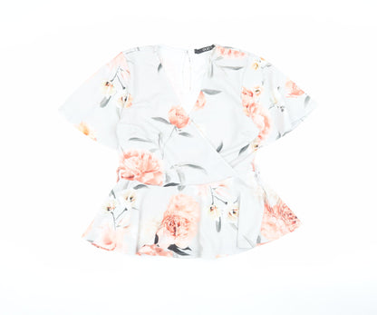 Quiz Women's Multicoloured Floral Wrap Blouse Size 12
