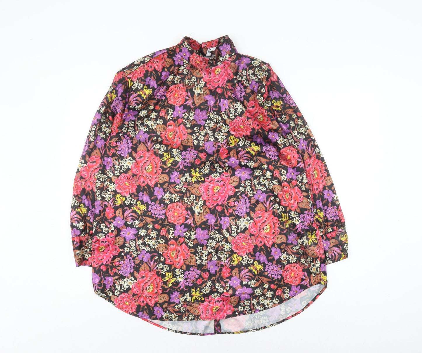 Womens UK Size 8 Zara Multicoloured Basic Blouse