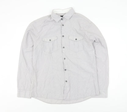 Marks and Spencer Men's Grey Striped Slim Fit Shirt