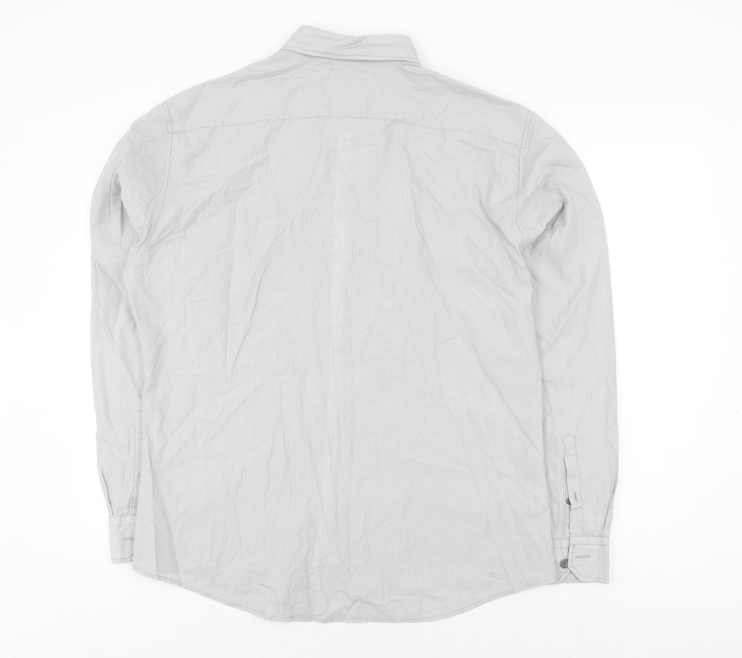 Marks and Spencer Men's Grey Striped Slim Fit Shirt
