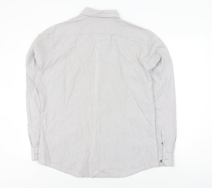 Marks and Spencer Men's Grey Striped Slim Fit Shirt