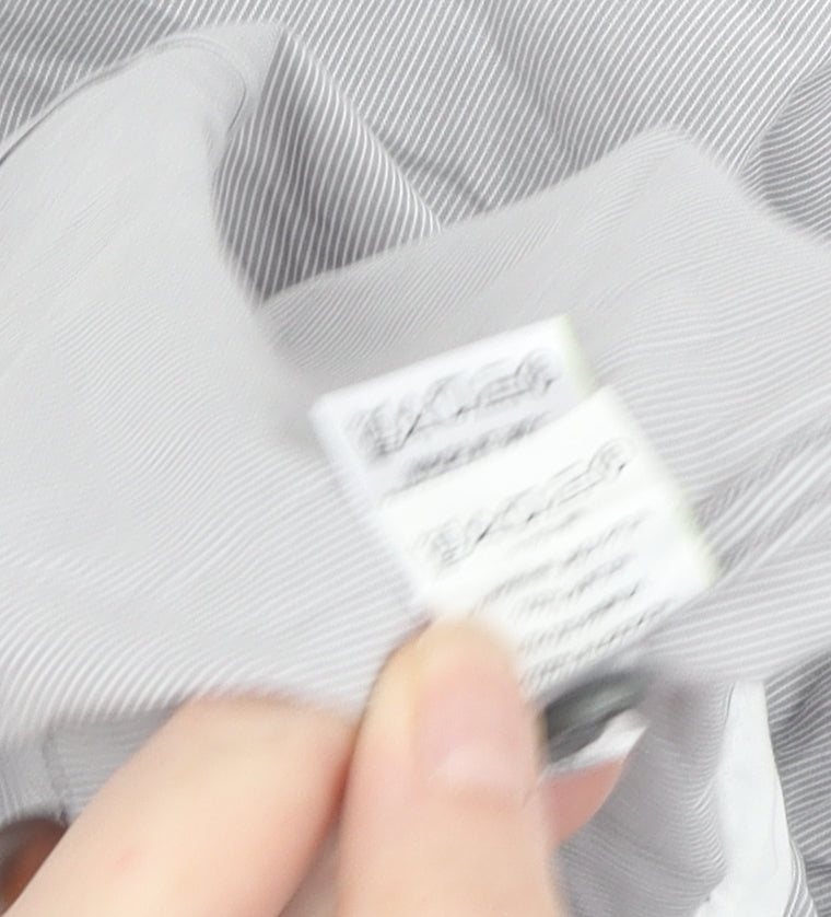 Marks and Spencer Men's Grey Striped Slim Fit Shirt