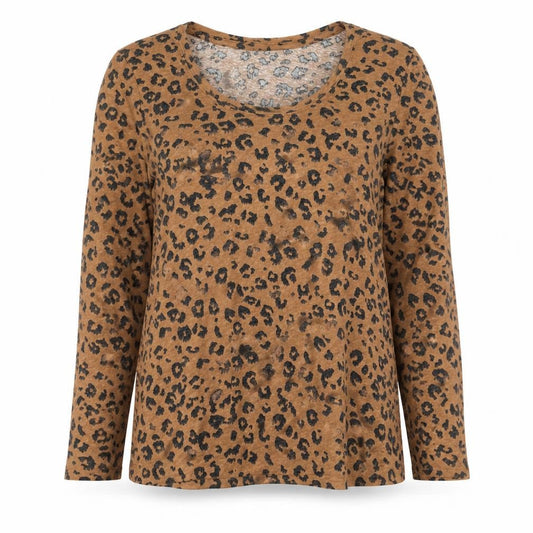 Front view of Marks & Spencer Brown Animal Print Scoop Neck T-Shirt, size 10