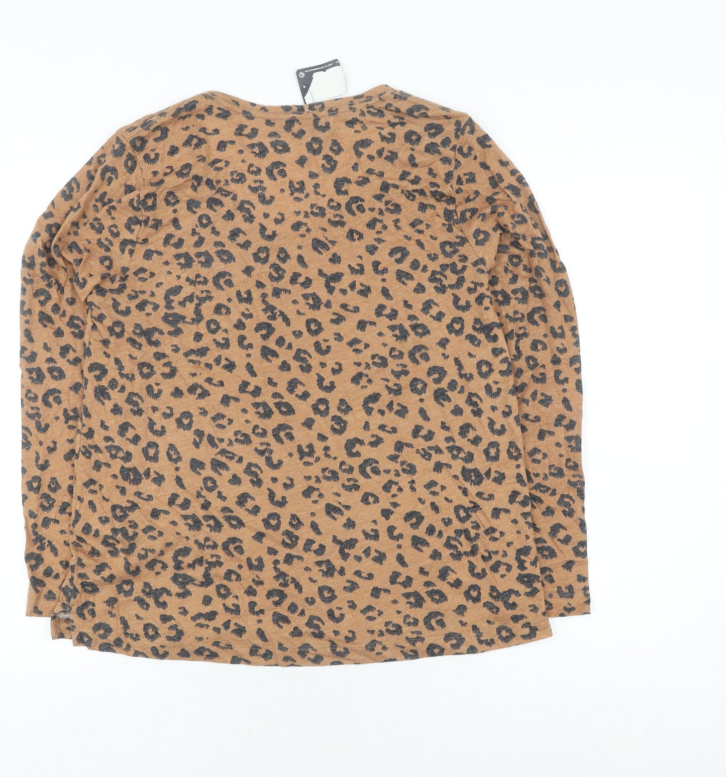 Marks & Spencer Brown Animal Print Scoop Neck T-Shirt, Size 10