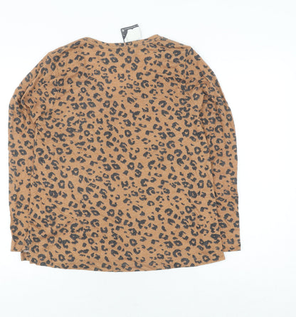 Marks & Spencer Brown Animal Print Scoop Neck T-Shirt, Size 10