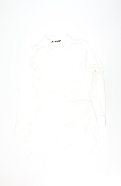 Zara Women's White XL Long Sleeve Dress