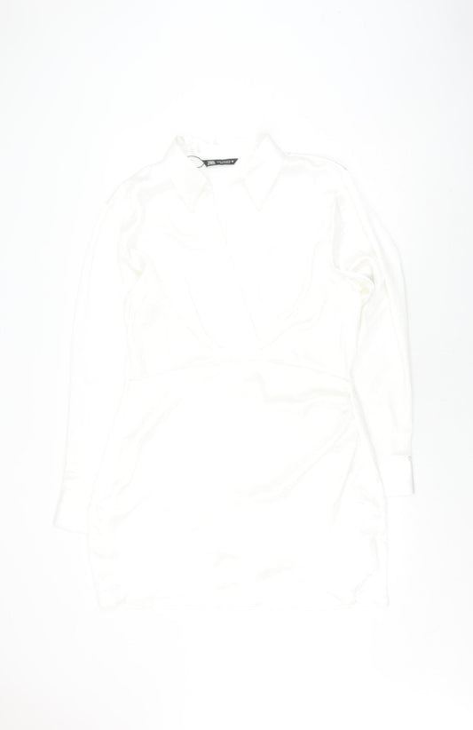 Zara Women's White XL Long Sleeve Dress