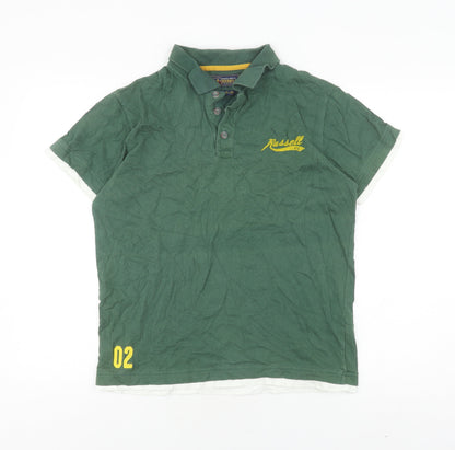 Russell Athletic Men's Green Polo Shirt Medium