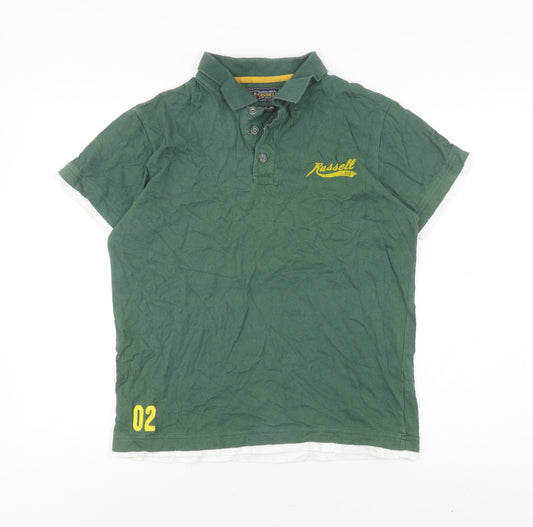 Russell Athletic Men's Green Polo Shirt Medium