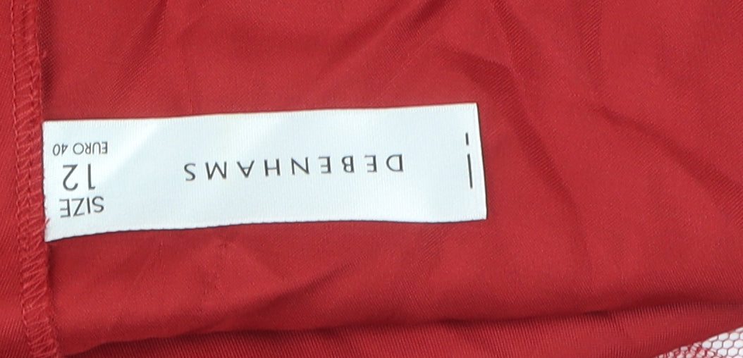 Debenhams Women's Red A-Line Strapless Dress - Size 12