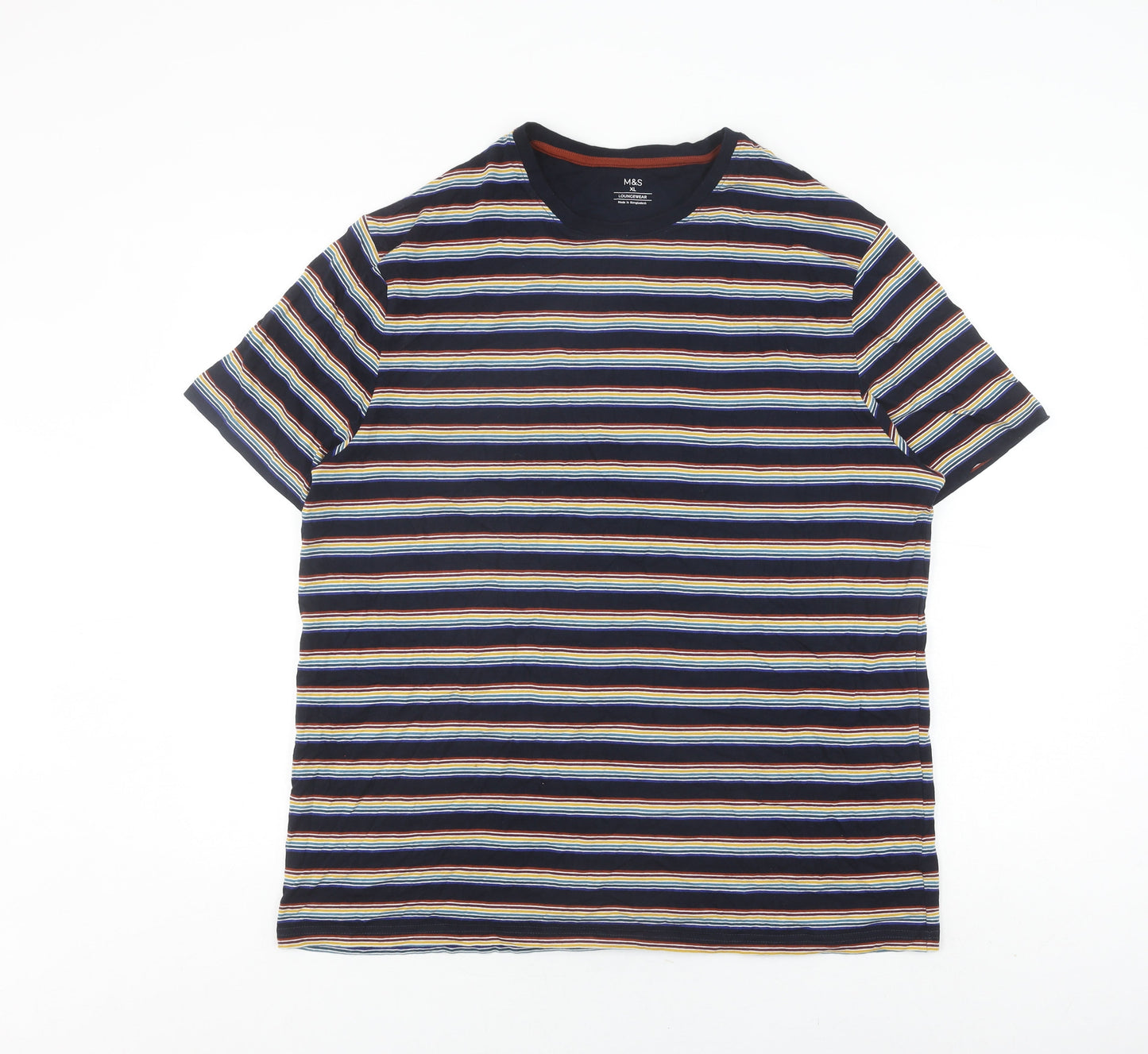 Marks and Spencer Men's XL Multicoloured Striped T-Shirt
