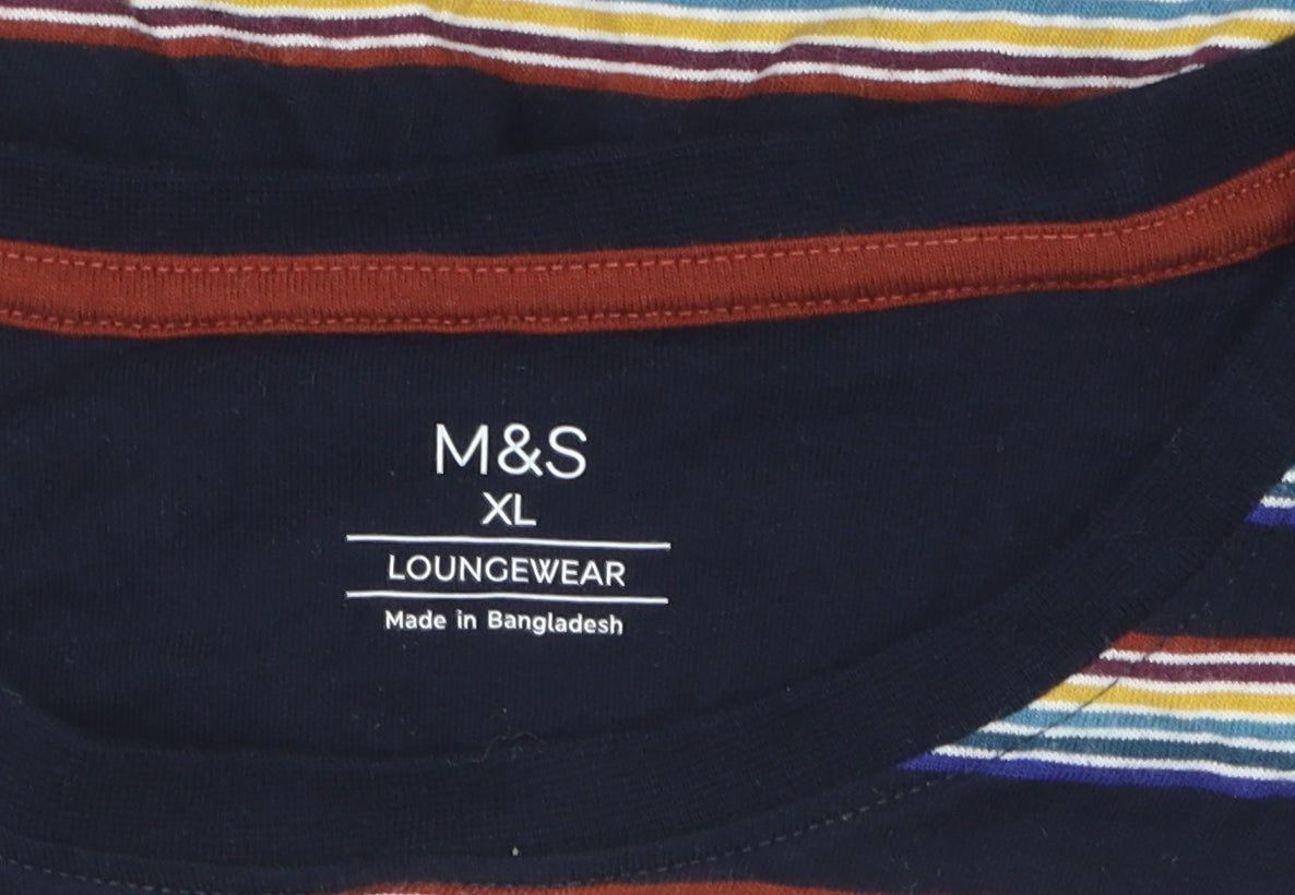 Marks and Spencer Men's XL Multicoloured Striped T-Shirt