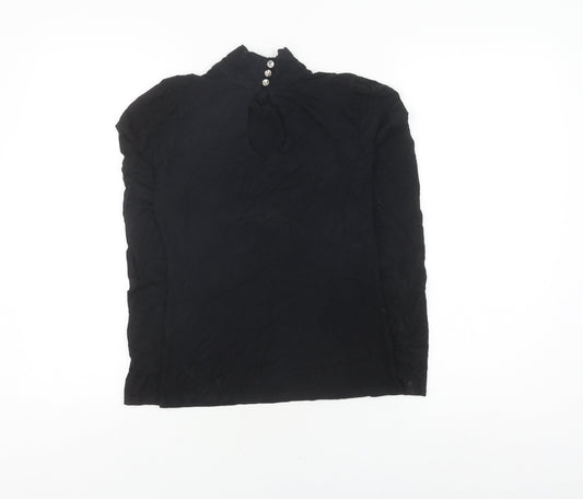 Jane Norman Women's Black Mock Neck Long Sleeve Top