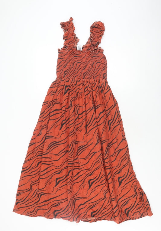 Collusion Women's Orange Dress Size 8, Animal Print