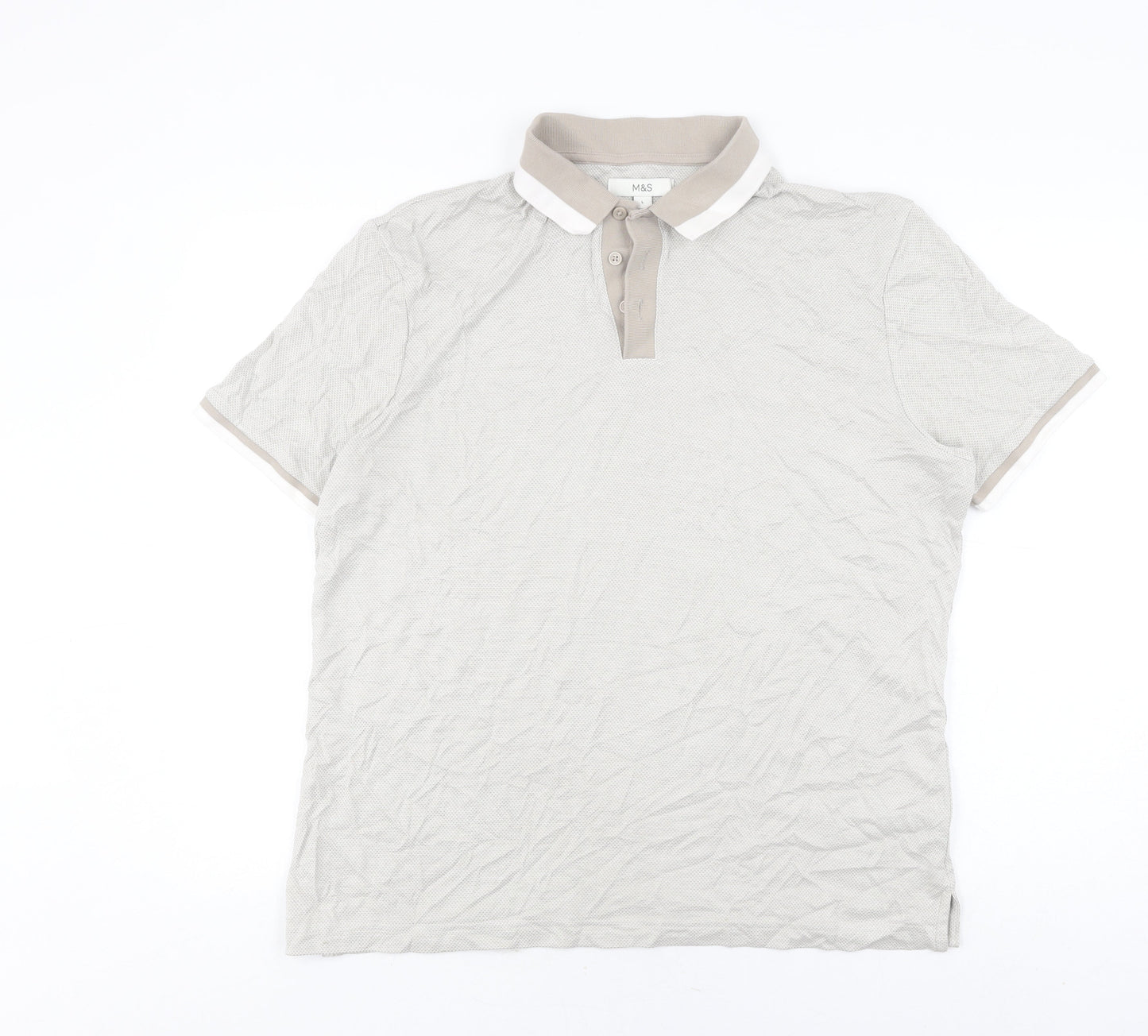 Marks and Spencer Men's Beige Polo Shirt L