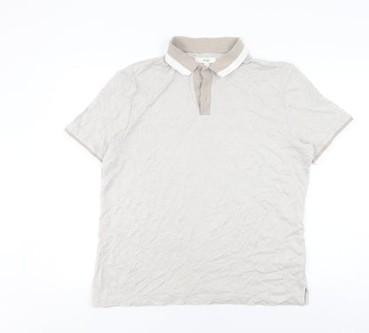 Marks and Spencer Men's Beige Polo Shirt L