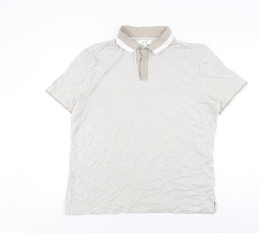 Marks and Spencer Men's Beige Polo Shirt L