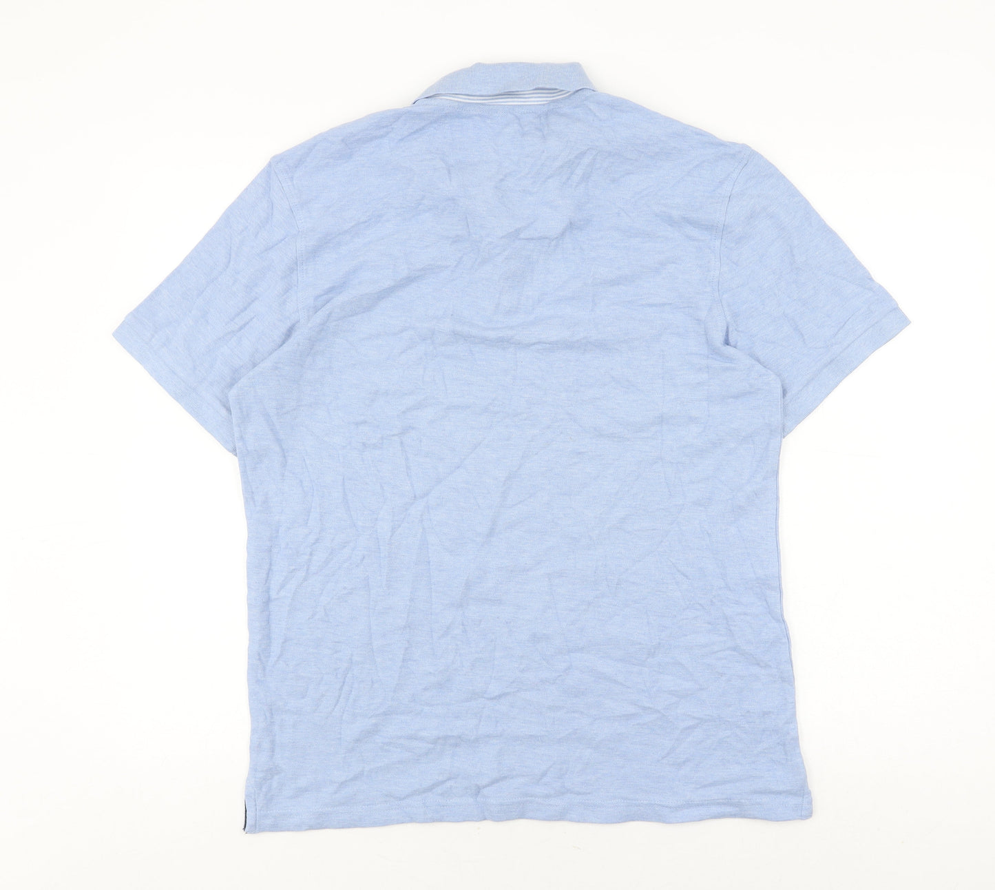 Marks and Spencer Men's Blue Polo Shirt - Medium