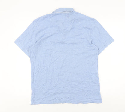 Marks and Spencer Men's Blue Polo Shirt - Medium
